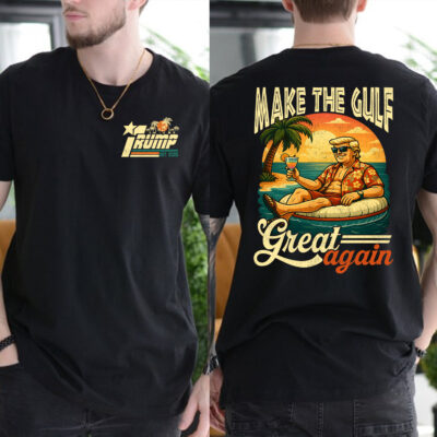 Alternative view of Make The Gulf Great Again Funny Trump Printed On 2 Sides T-Shirt