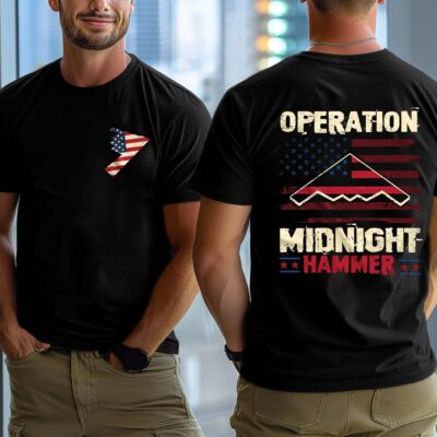 Alternative view of Operation Midnight Hammer Patriotic American Flag Political Printed On 2 Sides T-Shirt