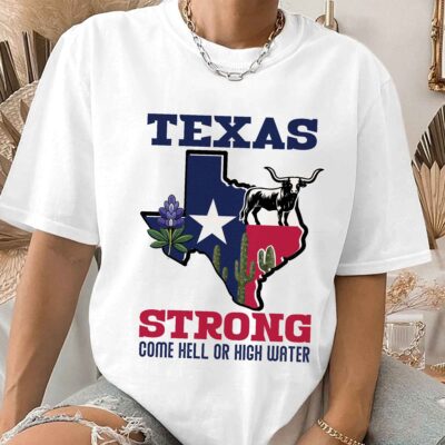 Alternative view of Texas Strong Kerr County Longhorn Come Hell Or Hight Water T-Shirt - Pray For Texas V-Neck Shirt