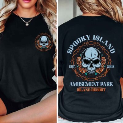 Spooky Island EST 2002 Amusement Park Island Resort Printed On 2 Sides T-Shirt