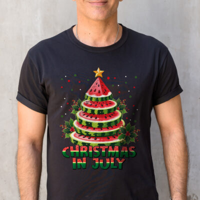 Alternative view of Christmas In July Watermelon Tree Funny Summer Christmas T-Shirt - V-Neck - Youth Shirt For Kids