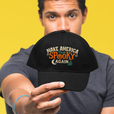 Make America Spooky Again Funny Halloween Embroidered Twill Hat Adjustable Cap For Men Women