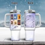 Personalized Name Halloween Stamps Cute Ghost Pumpkin Cat Fall Insulated Tumbler Cup With Handle and Straw