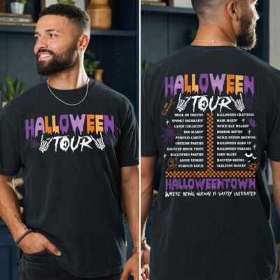 Alternative view of Halloween Tour Halloweentown Where Being Normal Is Wastly Overrated Printed On 2 Sides T-Shirt