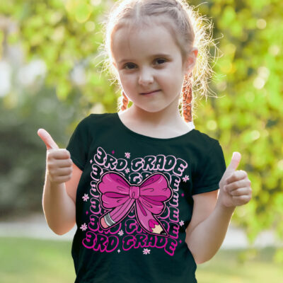 Alternative view of 3rd Grade Girls Coquette Bow Back To School T-Shirt For Kids - Third Grade Gifts Back To School