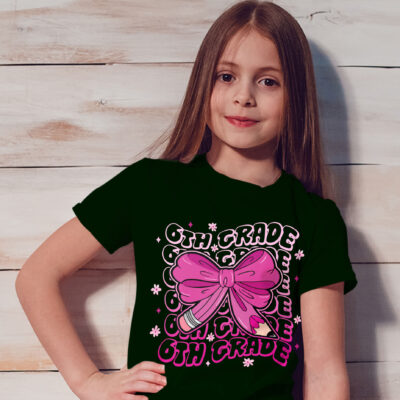 6th Grade Girls Coquette Bow Back To School T-Shirt For Kids - Sixth Grade Gifts Back To School