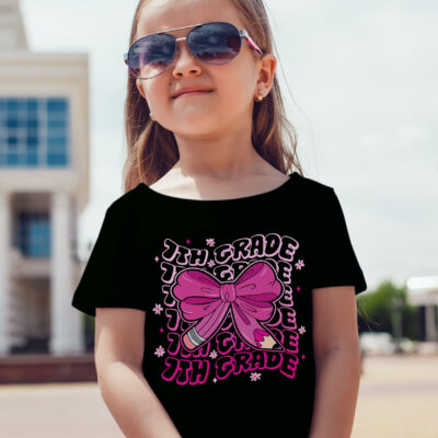 7th Grade Girls Coquette Bow Back To School T-Shirt For Kids - Seventh Grade Gifts Back To School