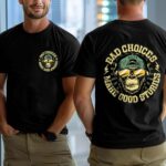 Bad Choices Make Good Stories Funny Monkey Wearing Glasses Printed On 2 Sides T-Shirt