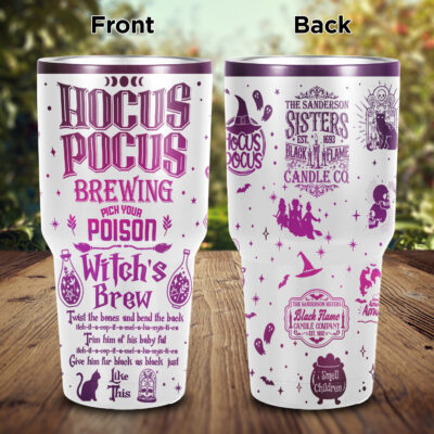 Hocus Pocus Brewing Pick Your Poison Witch's Brew Insulated Tumbler Cup With Lid and Straw