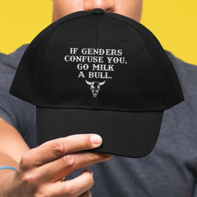 Alternative view of If Genders Confuse You Go Milk A Bull Embroidered Twill Hat Adjustable Cap For Men Women