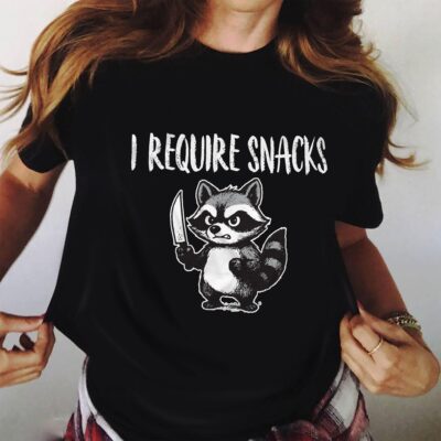 I Require Snacks Funny Humor Raccoon Meme T-Shirt - Youth Shirt For Kids