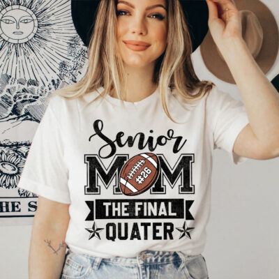 Senior Mom The Final Quarter Football Class of 2026 T-Shirt - Proud Football Mom Back To School V-Neck