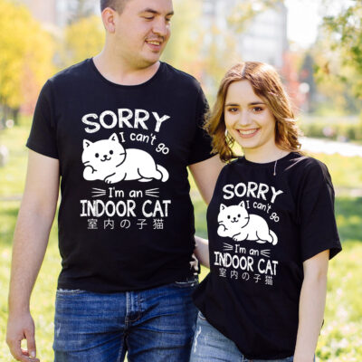 Alternative view of Sorry I Can't Go I'm An Indoor Cat Funny Indoor Kitten Cat Meme T-Shirt