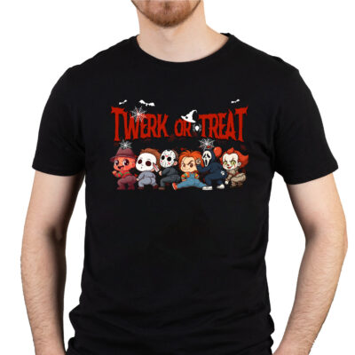 Alternative view of Twerk or Treat Funny Halloween Horror Character T-Shirt - V-neck Shirt
