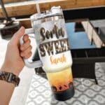 Personalized Sorta Sweet Spooky Pumpkin Halloween Insulated Tumbler Cup With Handle and Straw