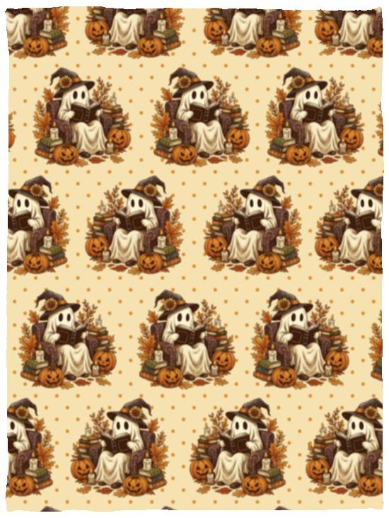 Halloween Ghost Book Funny Autumn Fleece Blanket - Sherpa Blanket, White, Cozy Plush Fleece Blanket - 30x40