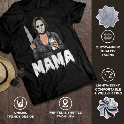 Alternative view of Mama Halloween Michael Funny T-Shirt - V-Neck Shirt