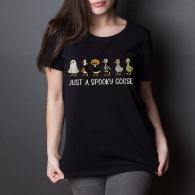 Alternative view of Just A Spooky Goose Funny Gooses Halloween Costume Spooky Pumpkin T-Shirt - V-Neck - Youth Shirt