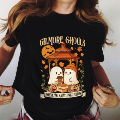 Gilmore Ghouls Where You Haunt I Will Follow Funny Boo Ghosts Spooky Halloween Pumpkin Saying T-Shirt
