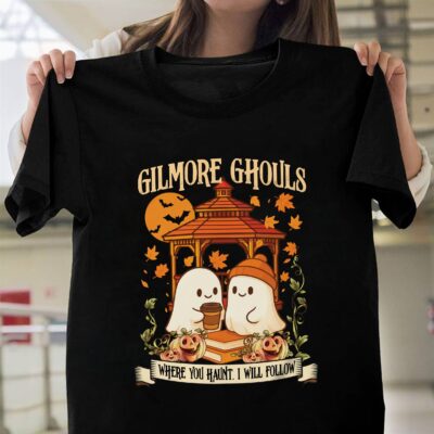 Alternative view of Gilmore Ghouls Where You Haunt I Will Follow Funny Boo Ghosts Spooky Halloween Pumpkin Saying T-Shirt
