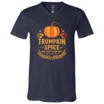 Trumpkin Spice Autumn Halloween T-Shirt - V-Neck Shirt, Navy, V-Neck T-Shirt