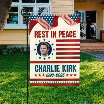 Alternative view of Rest In Peace Charlie Kirk 1993-2025 Justice For Charlie Kirk Outdoor House Flag - Home Garden Flag