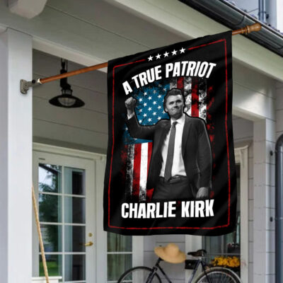 Alternative view of A True Patriot Justice For Charlie Kirk Outdoor House Flag - Home Garden Flag