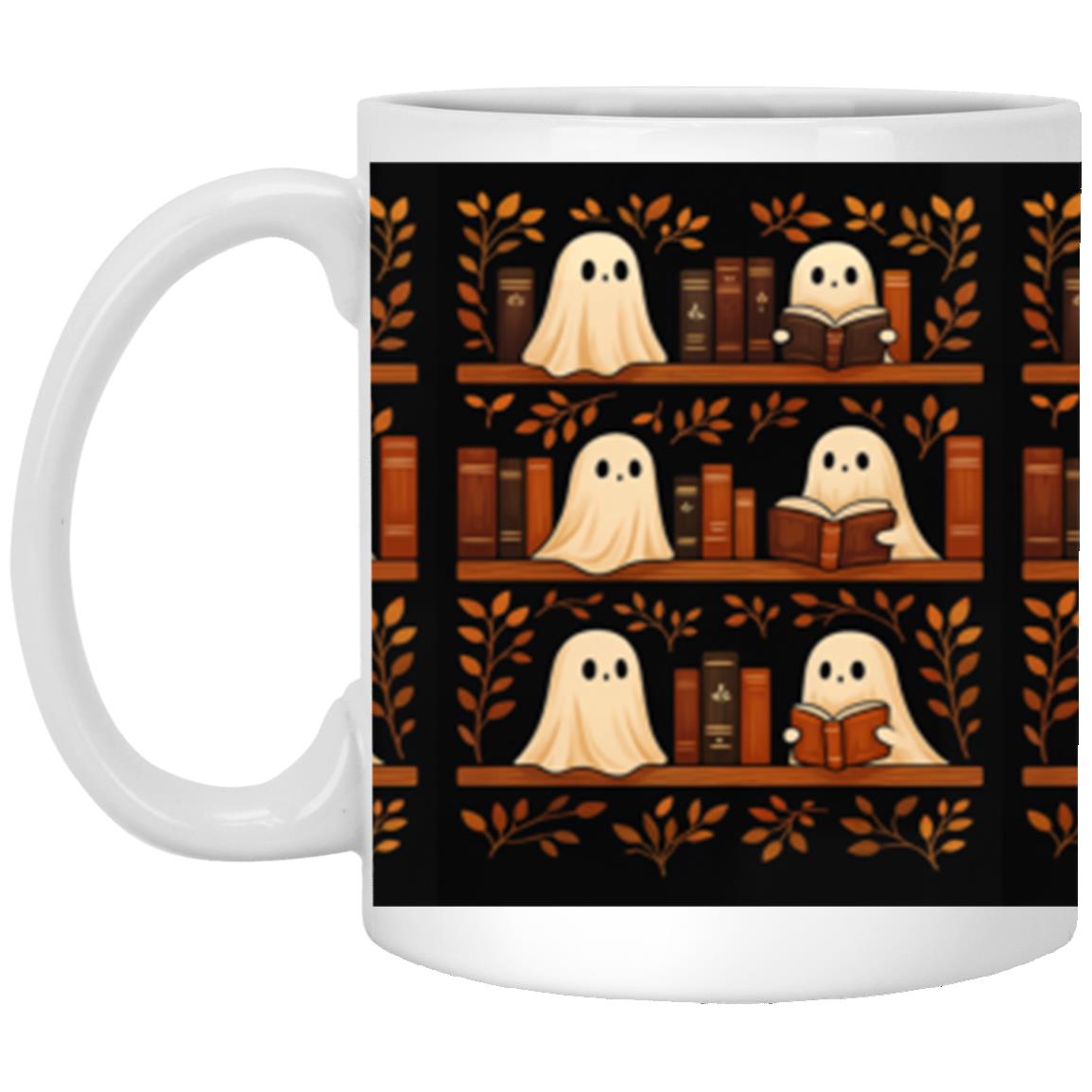 Cute Ghosts Coffee Mug, Festive Halloween Ceramic Mug, Fall aesthetic, Halloween theme, White, 11 oz. White Mug