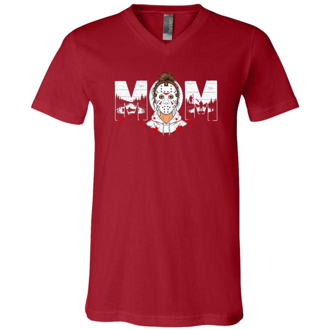 Mom Michael Myers Halloween Funny T-Shirt for Men Women Kid, Canvas Red, V-Neck T-Shirt