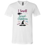 Personalized I Smell Grand-Children T-Shirt - V-Neck Shirt, White, V-Neck T-Shirt