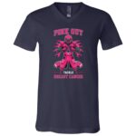 Pink Out Tackle Breast Cancer T-Shirt - Cancer Awareness V-Neck Shirt, Navy, V-Neck T-Shirt