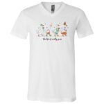 The Life of Silly Goose Funny T-Shirt - V-Neck Shirt, White, V-Neck T-Shirt