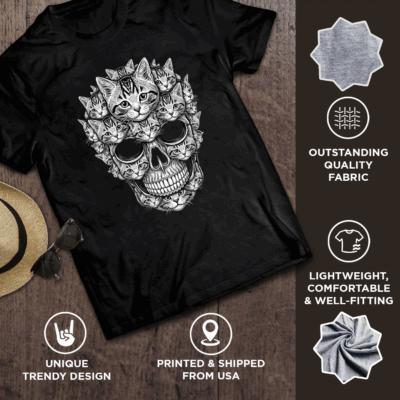 Alternative view of A Skull But It's Cats Kitty Skeleton Halloween Cat Skull T-Shirt