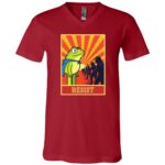 Frog Resist Portland Frog Protest Activist T-Shirt for Women Men Kids, Canvas Red, V-Neck T-Shirt