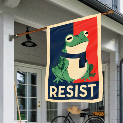 Resist Frog Portland Frog Protest No King America Flag - House Flag - Garden Flag