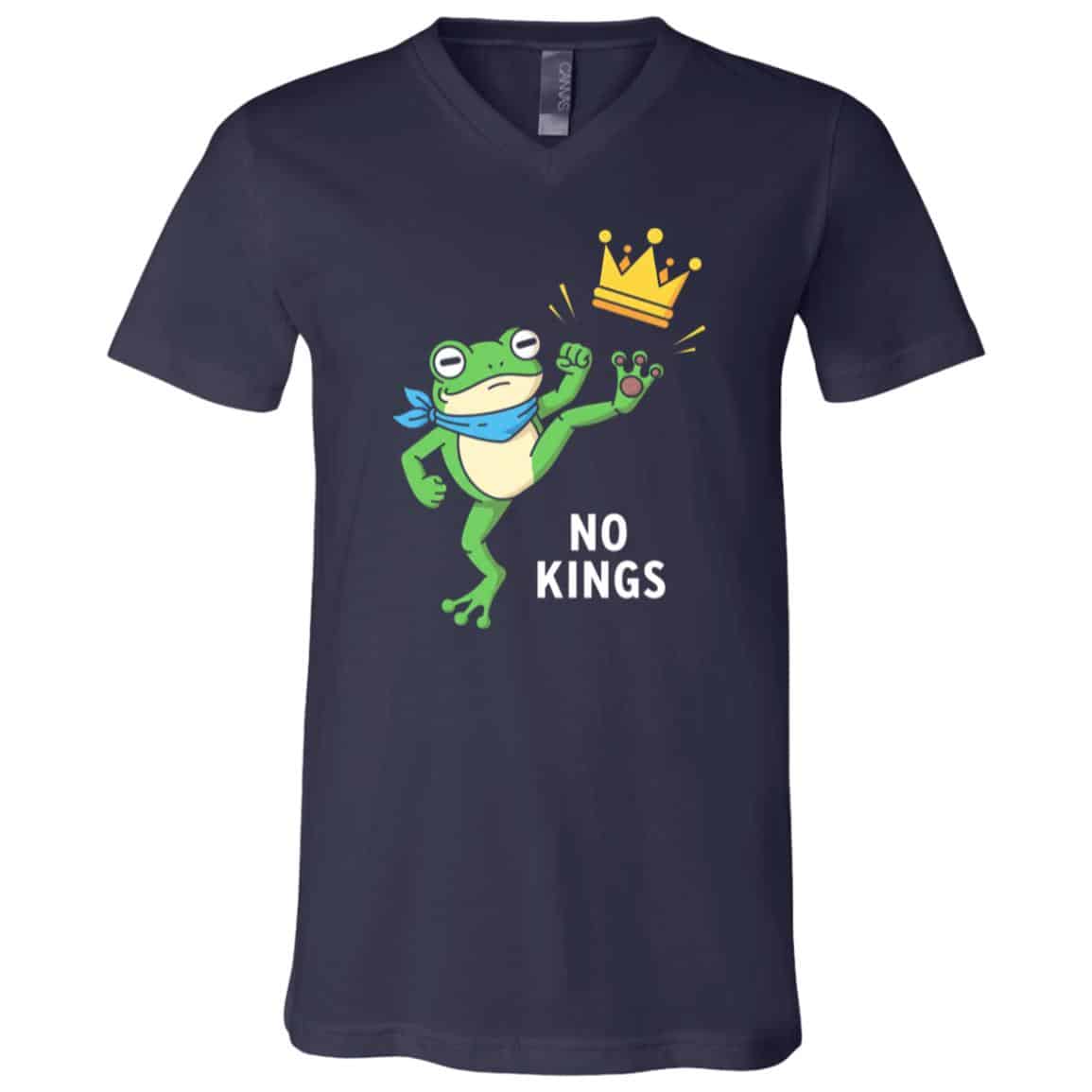 No Kings Frog Portland Protest Men Women T-Shirt - V-Neck Shirt, Navy, V-Neck T-Shirt No Kings Frog Portland Protest Men Women T-Shirt - V-Neck Shirt, Navy, V-Neck T-Shirt