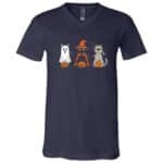 Retro Black Cat Witch Pumpkin Women Men Kids Scary Halloween T-Shirt, Navy, V-Neck T-Shirt