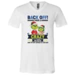Back Off I Have A Crazy Wife Funny Christmas T-Shirt - V-Neck Shirt for Women Men Kids, White, V-Neck T-Shirt