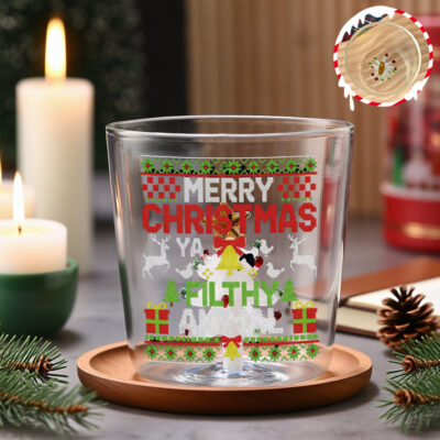 Alternative view of Merry Christmas Animal Filthy Ya Xmas Family Christmas Style Glass Mug