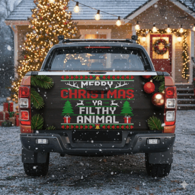 Alternative view of Merry Christmas Animal Filthy Ya Xmas Family Christmas Truck Tailgate Decal Sticker Wrap – Vinyl Graphic Decal Bumper Sticker