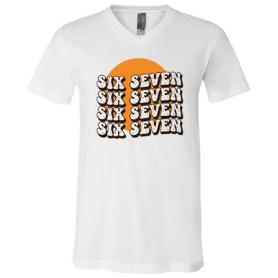 67 Meme Gen Alpha Slang 6 7 Six Seven Funny Boys Girls Kids T-Shirt, White, V-Neck T-Shirt