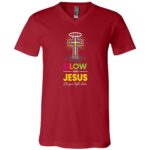 Glow for Jesus Let Your Light Shine T-Shirt - V-Neck Shirt, Canvas Red, V-Neck T-Shirt