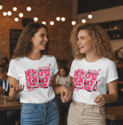 Alternative view of 67 Meme six Seven Checkered T-Shirt for Men Women Kids - V-Neck Shirt