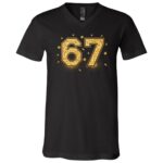 Funny Meme 67 Six Seven New Year T-Shirt For Men Women Kids - V-Neck Shirt, Black, V-Neck T-Shirt