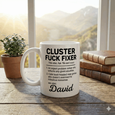 Alternative view of Cluster Fuck Fixer Definition Funny Personalized Name Mug - Stainless Steel Mug - Color Changing Mug
