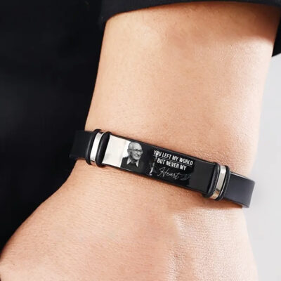 Personalized Photo Custom You Left My World But Never My Heart Memorial Bracelet for Loss Loved One