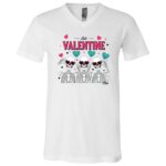 Cute Skeleton Anti Valentine Girls Club Funny Valentines Day T-Shirt, White, V-Neck T-Shirt
