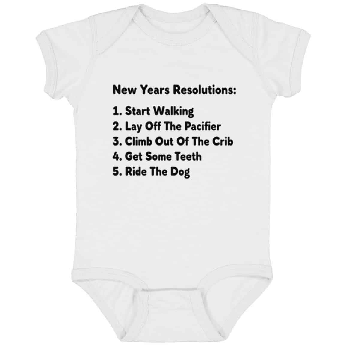 New Year Resolution New Year Funny Baby Onesie Bodysuite, White, Infant Baby Bodysuit