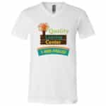 Quality Learing Center 1800 Fraud T-Shirt - V-Neck Shirt, White, V-Neck T-Shirt Quality Learing Center 1800 Fraud T-Shirt - V-Neck Shirt, White, V-Neck T-Shirt