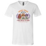 Hocus Pocus I Need Coffee To Focus Skull T-Shirt - V-Neck Shirt, White, V-Neck T-Shirt